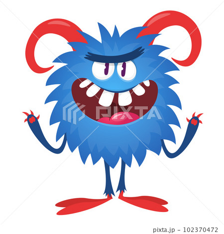 Happy cartoon monster. Halloween vector illustration of funny monster creature Happy cartoon monster. Halloween vector illustration of funny monster creature 102370472