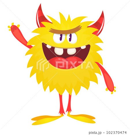 Happy cartoon monster. Halloween vector illustration of funny monster creature Happy cartoon monster. Halloween vector illustration of funny monster creature 102370474