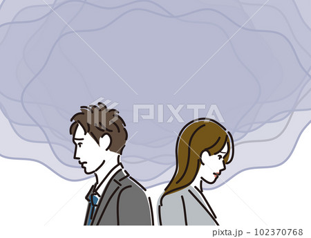 思い悩む会社員の男女 思い悩む会社員の男女 102370768