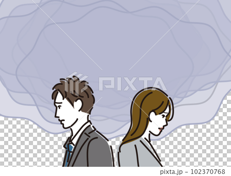 思い悩む会社員の男女 思い悩む会社員の男女 102370768