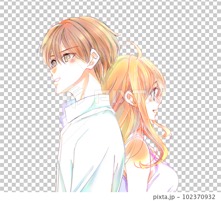 Back-to-back male and female couple summer Back-to-back male and female couple summer 102370932