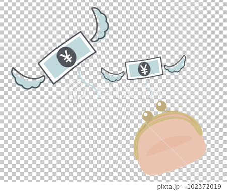 Illustration showing no money, money growing wings and flying away 102372019