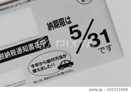 自動車税種別割納付通知書在中の封筒 自動車税の納付書とチラシの入った封筒 自動車税種別割納付通知書在中の封筒 自動車税の納付書とチラシの入った封筒 102372889