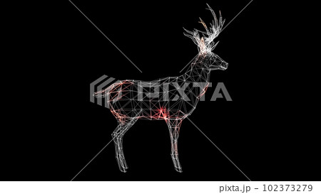 Spread of virus through volumetric body of animal monochrome on black background. Visual demonstration of virus in the body. Tutorial Video. Science Medical concept. 3D animation. 102373279