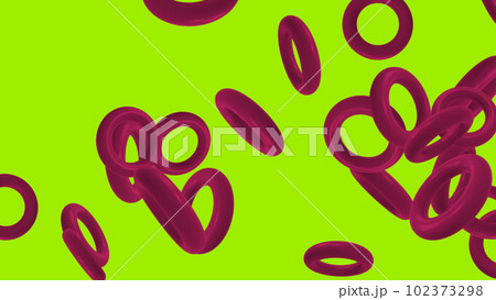 Huge 3D Viva magenta circles rings torus green screen. Abstract festive background for advertising Huge 3D Viva magenta circles rings torus green screen. Abstract festive background for advertising 102373298