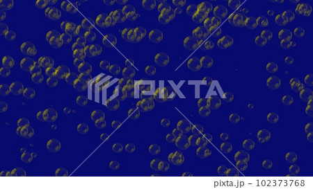 3D green bubbles constantly rise up on blue background. Abstract festive background for advertising, congratulations, text, Mother day, Valentine, Christmas, Birthday. 3D animation. 102373768