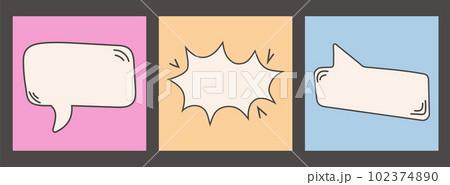 Various Speech Bubbles hand drawn vector illustration. Message, texting, typing concept. Cartoon style. 102374890