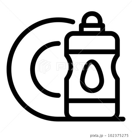 Plate wash gel bottle icon. Outline plate wash gel bottle vector icon for web design isolated on white background Plate wash gel bottle icon. Outline plate wash gel bottle vector icon for web design isolated on white background 102375275