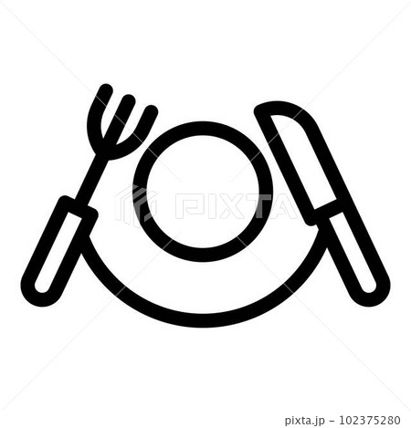 Home knife fork plate icon. Outline home knife fork plate vector icon for web design isolated on white background 102375280