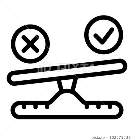 Rejected scales comparison icon. Outline rejected scales comparison vector icon for web design isolated on white background 102375338