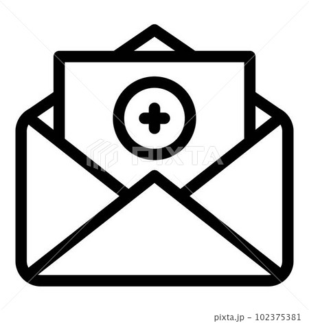 Add letter envelope icon. Outline add letter envelope vector icon for web design isolated on white background Add letter envelope icon. Outline add letter envelope vector icon for web design isolated on white background 102375381