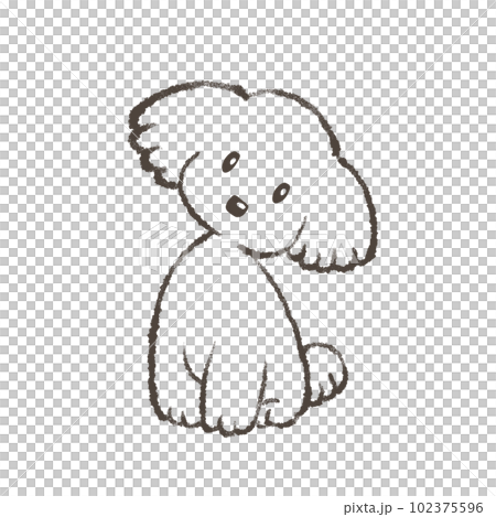 一隻可愛的小狗的簡單單色插圖 102375596