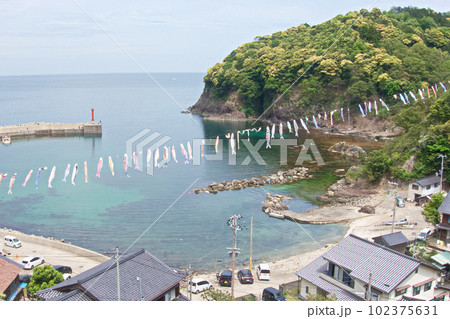 湊を泳ぐ鯉のぼり 102375631