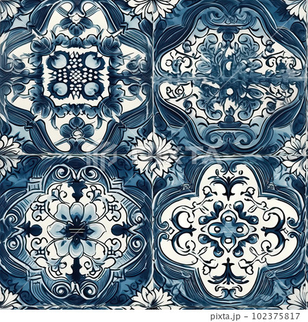 Seamless pattern with ceramic tile pattern. Absrtract decorative porcelain tile. 102375817