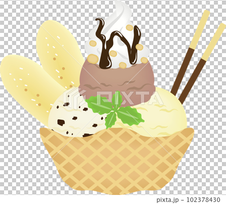 ワッフルボウルチョコバナナサンデー 102378430