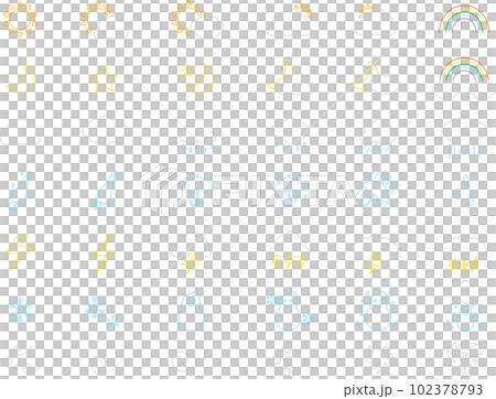 Weather color line drawing icon set 102378793