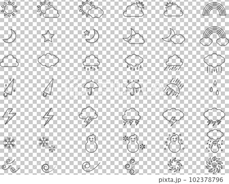 Weather line drawing icon set 102378796