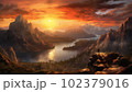 大自然の中の夕日 102379016