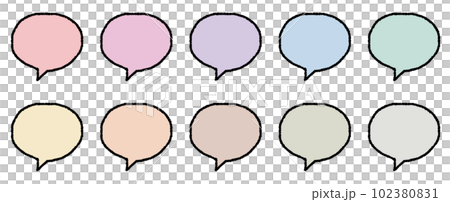 Set of 10 hand-drawn balloons_black border pastel 102380831