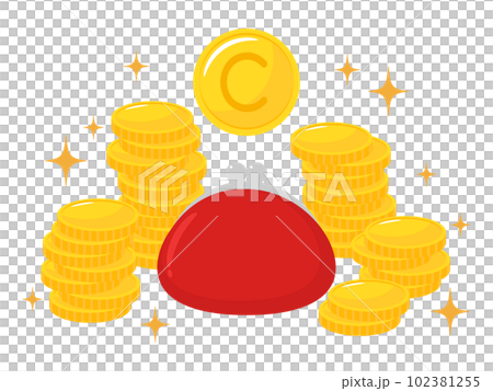 Stacked coins and clasp wallet coin Stacked coins and clasp wallet coin 102381255