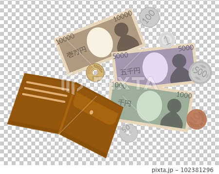 日元和雙折錢包圖標 102381296