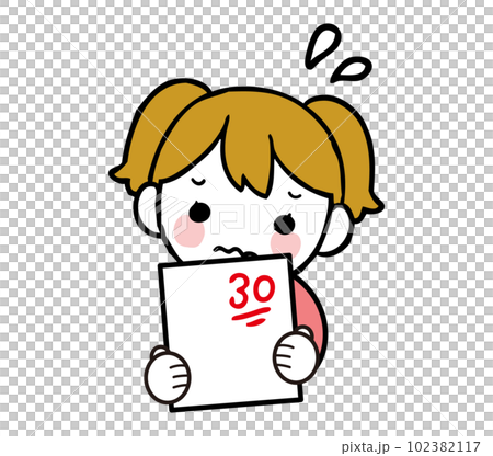 一個女孩因考試成績而沮喪的插圖 102382117