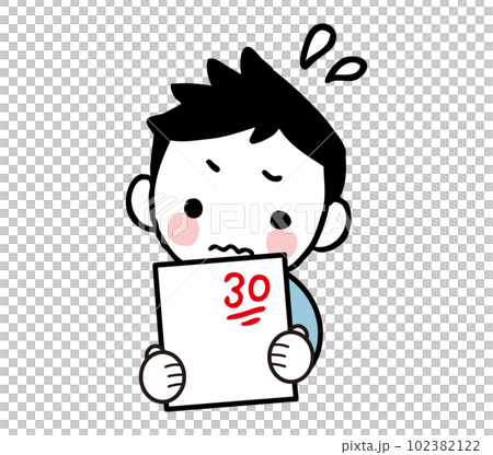 一個男孩因考試成績而沮喪的插圖 102382122