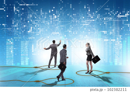 Business people trapped by a ropeの写真素材 [102382211] - PIXTA