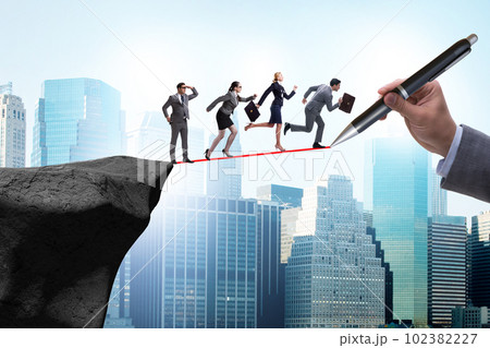 Hand drawing bridge for business people 102382227