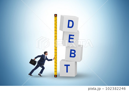 Debt assessment concept with businessman Debt assessment concept with businessman 102382246