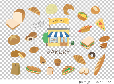Illustration set of various bread and bakery (color / no outline) 102382272
