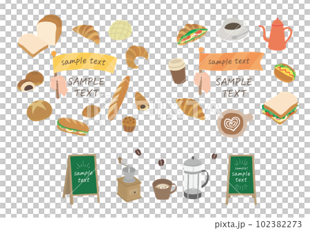 いろんなパンのイラストフレームセット 102382273