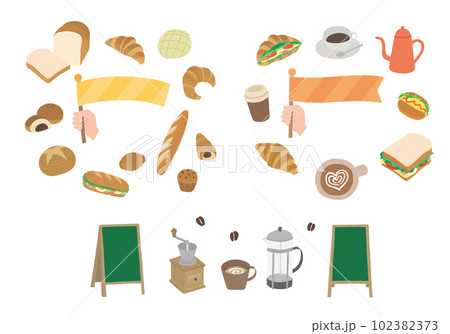 いろんなパンのイラストフレームセット（文字なし） 102382373