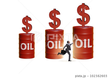 Businessman in oil prices concept 102382603