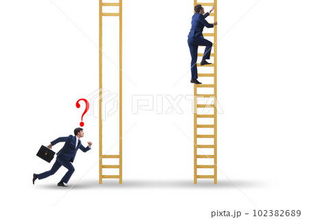 Unfair competition concept with people climbing stairs 102382689