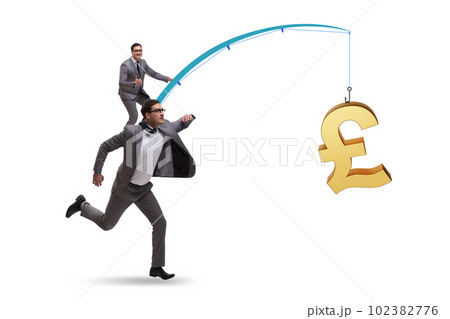 Business people chasing pound on fishing rod Business people chasing pound on fishing rod 102382776