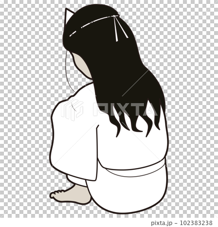 female ghost holding her knees female ghost holding her knees 102383238