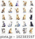 猫 水彩画 イラストセット 「AI生成画像」 102383597