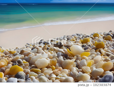 Beautiful stone beach on the sea, with sea on background 102383874