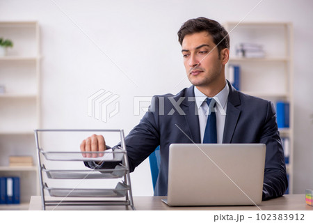 Young male employee working in the office Young male employee working in the office 102383912