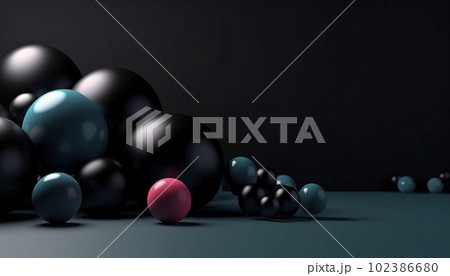 Background with a scattering of 3d balls on a plane 102386680