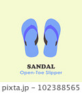 sandal or open-toe slipper on yellow background flat vector illustrations 102388565