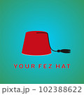 red fez hat on blue background simple flat vector illustration 102388622
