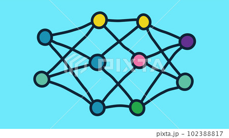 Neural network model. Artificial intelligence. AI. Vector 102388817
