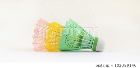 Colored badminton shuttlecocks isolated on white background 102389146