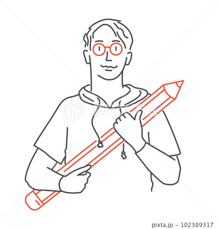 Man with pencil, web design and development. 102389317