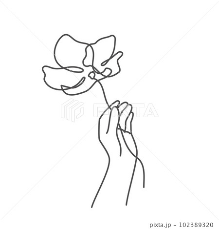 Beautiful flower in human hand. 102389320