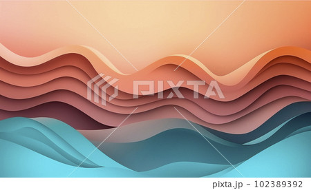 background with multicolored waves in the style of paper craft 102389392