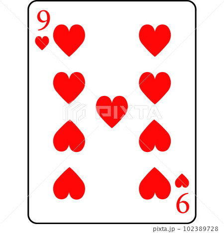 Hearts nine. A deck of poker cards. 102389728