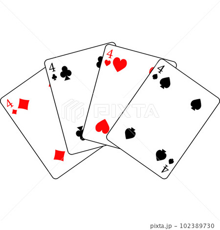 Cards of different suits. Vector illustration of poker cards. 102389730